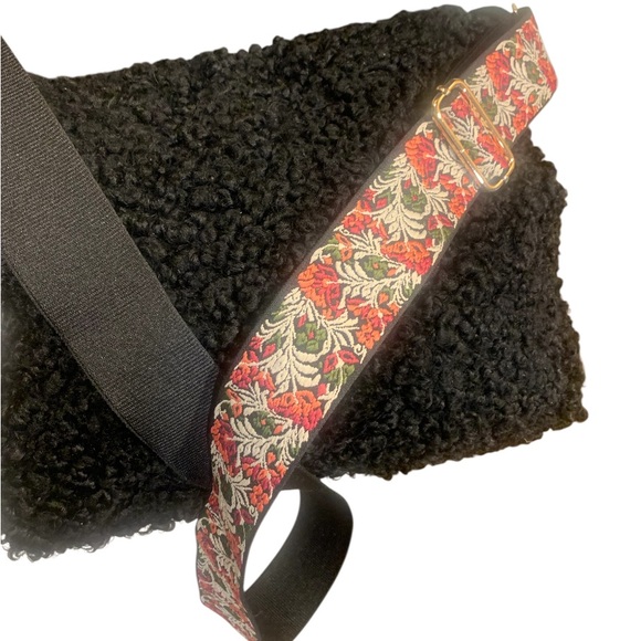 Vintage Lambs Wool Crossbody Purse Black Down Filled Hand-warmer Muff 1930-50’s - Picture 4 of 12